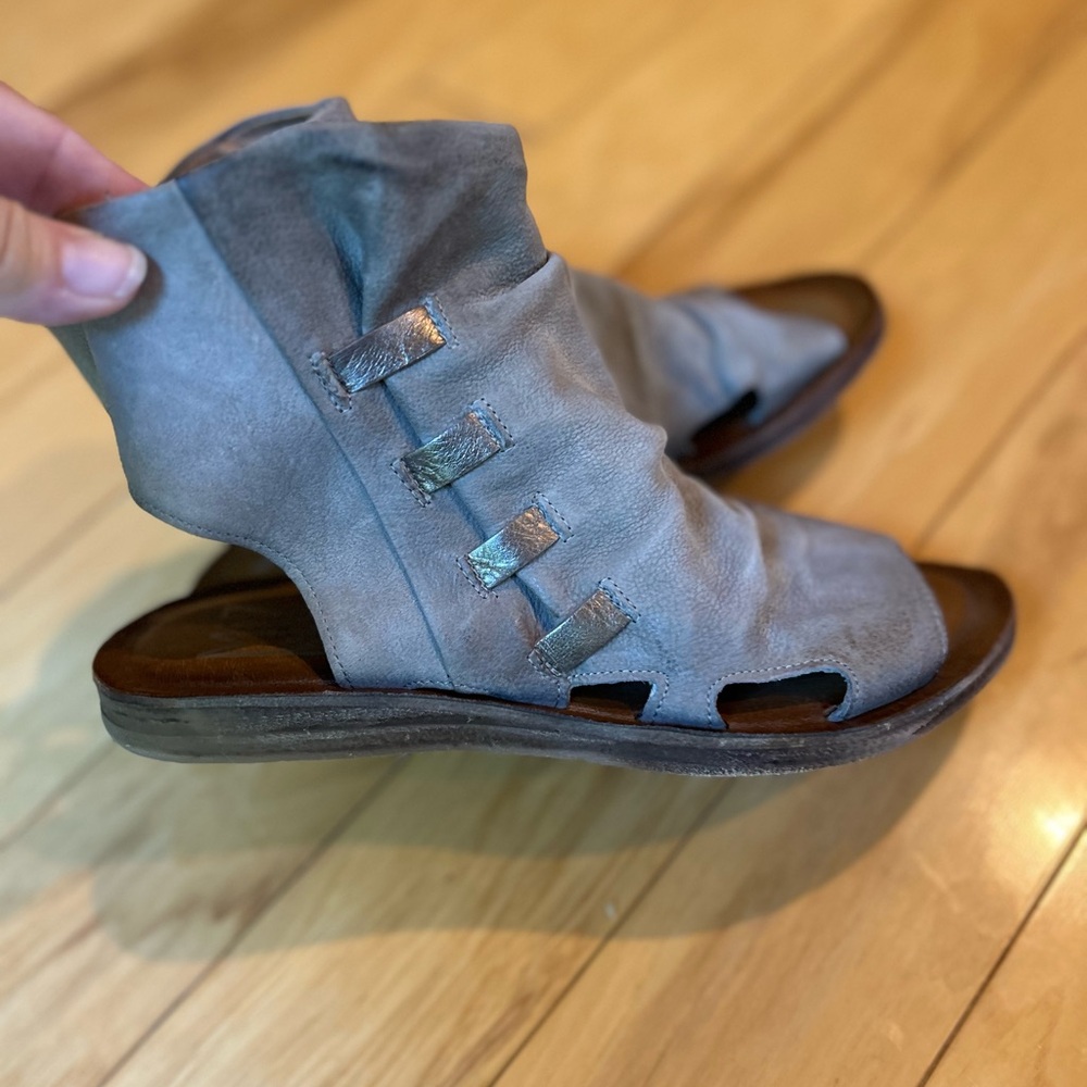 Miz Mooz Women's Leather High Ankle Tan Sandals - Picture 13 of 16